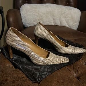 Gucci Cream and Brown Heels with Kitten Heel